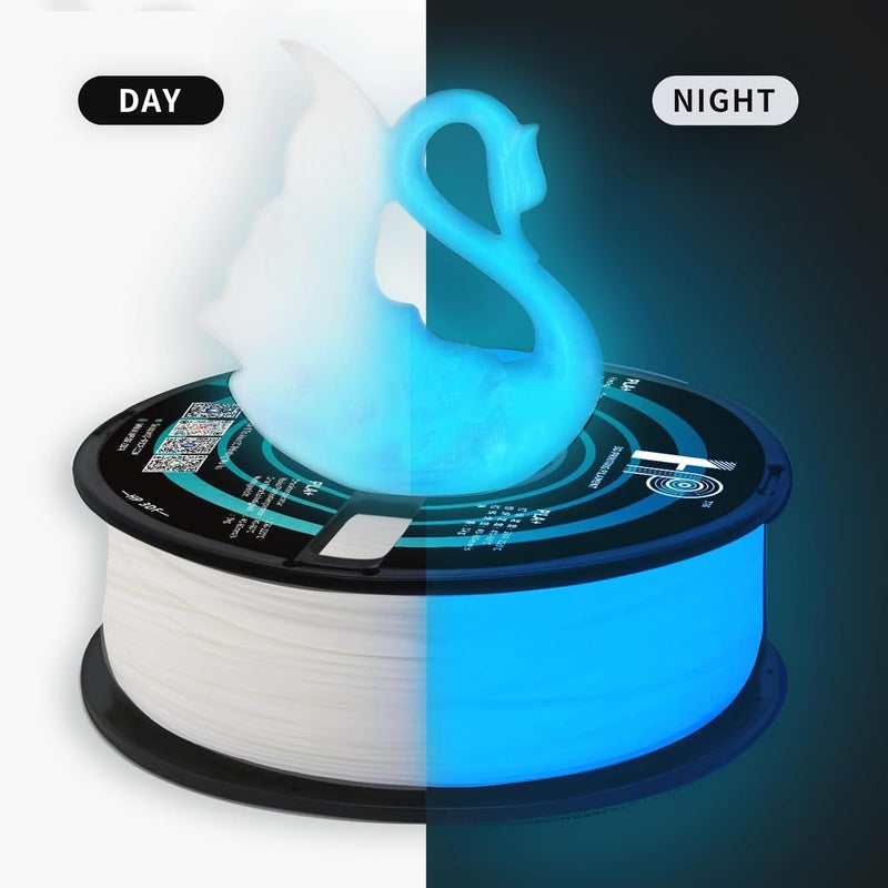 HP3DF Glow in The Dark PLA Filament, 3D Printer Filament, PLA Filament 1.75mm Dimensional Accuracy +/- 0.02mm, 1KG Spool (2.2 lbs), Fit Most FDM Printer (Glow Blue) - Image 2